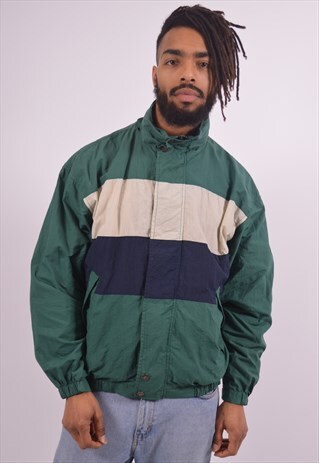 MENS VINTAGE RAIN JACKET LARGE GREEN 90S