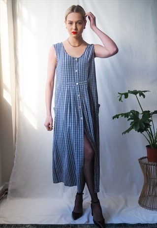 VINTAGE 90'S BLUE GINGHAM DRESS
