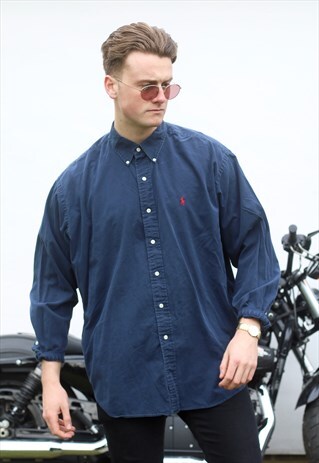 RALPH LAUREN BLAIRE USA NAVY BLUE 90S SHIRT