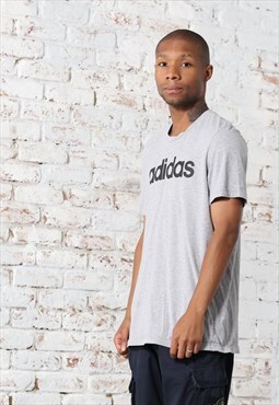 Vintage Adidas Spell Out Logo T-Shirt Grey