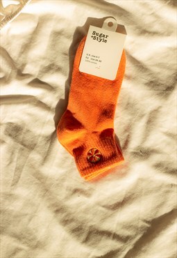 Orange Citrus Fruit Embroidered Socks