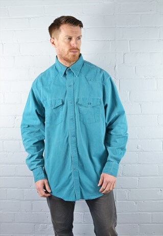 VINTAGE TURQUOISE WESTERN DENIM SHIRT