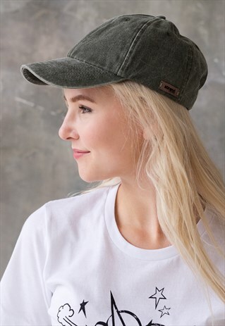 BASEBALL CAP - JAPANESE STYLE KHAKI DENIM DISTRESSED RETRO