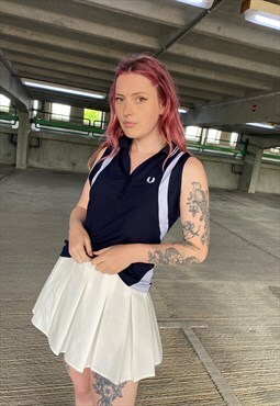 Vintage 90s Fred Perry Tennis Embroidered navy Vest Top