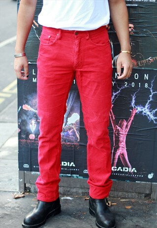 VINTAGE RALPH LAUREN RED VELVET TROUSERS