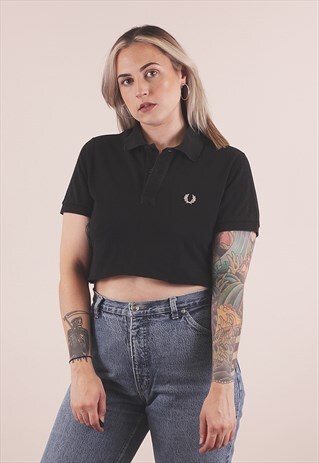 VINTAGE FRED PERRY REWORKED CROPPED TOP POLO T-SHIRT /A22030