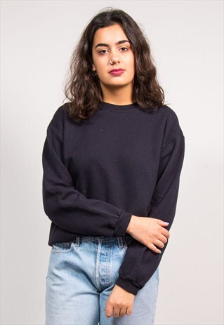 90'S VINTAGE BLACK PLAIN CHAMPION SWEATSHIRT JUMPER