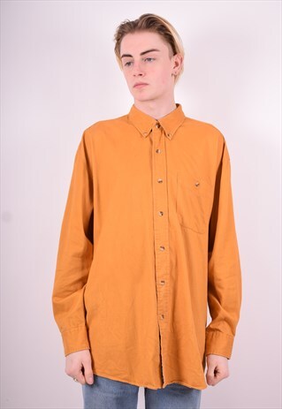 YVES SAINT LAURENT MENS VINTAGE SHIRT XL YELLOW CHECK 90'S