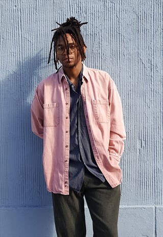 90S SKATER MINERAL ACID WASH PINK SHIRT LARGE