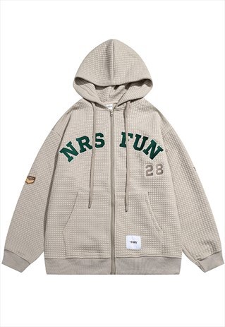 KALODIS LETTER EMBROIDERED HOODED CARDIGAN COAT