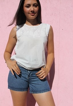 White Cotton Top with Embroidery