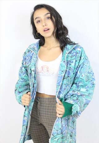 VINTAGE 90'S BLUE ABSTRACT PATTERNED JACKET