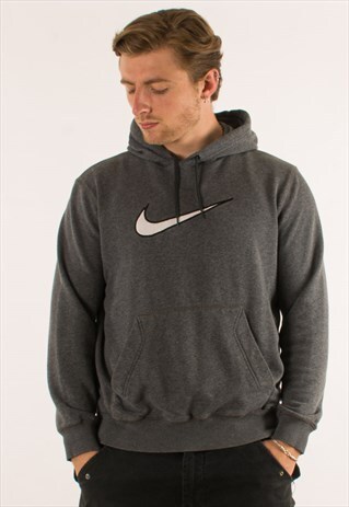 VINTAGE GREY NIKE BIG SWOOSH HOODIE PULLOVER