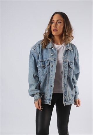 VINTAGE DENIM JACKET OVERSIZED FITTED UK 14 LARGE (OAI)