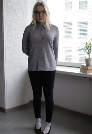 VINTAGE 80'S GREY/SILVER LONG SLEEVE SHIRT
