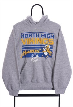 Vintage North High Vikings Grey Sports Hoodie Mens