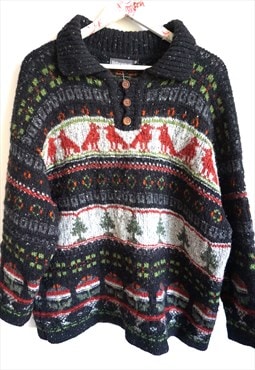 Vintage Norwegian Sweater Jumper Cardigan Wool Pullover