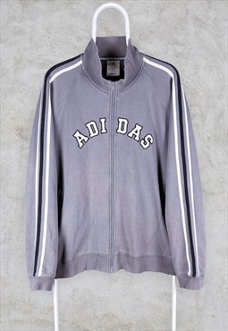 Vintage Grey Adidas Sweatshirt Spell Out Embroidered Zip Up