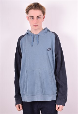 NIKE MENS VINTAGE HOODIE JUMPER XL BLUE 90'S