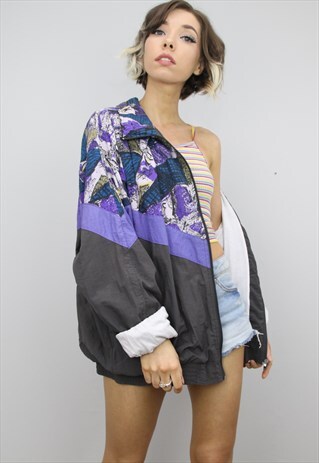 VINTAGE 80S 90S OVERSIZED FESTIVAL SHELL JACKET
