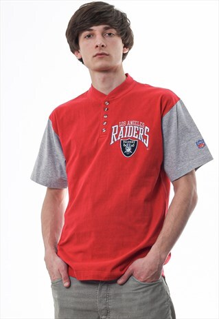 VINTAGE RAIDERS LOS ANGELES NFL TEE 90S RED GREY