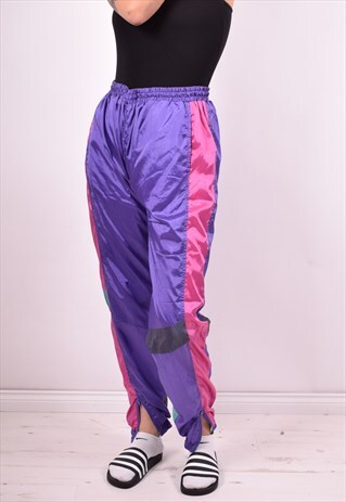 WOMENS VINTAGE TRACKSUIT TROUSERS W32 L28 PURPLE 90'S