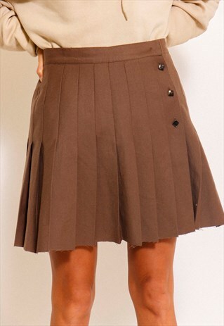 VINTAGE 90'S BROWN PLEATED SKIRT