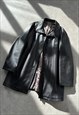 ARMANI LEATHER JACKET VINTAGE 90S FAUX TRENCH FUNNEL NECK XL