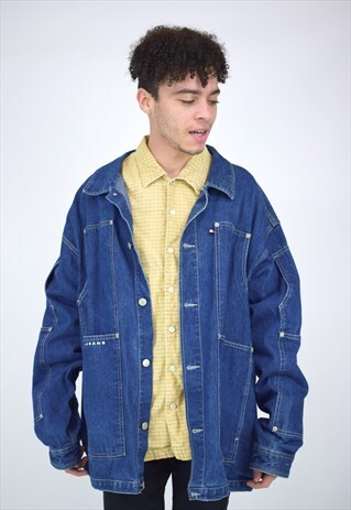 VINTAGE 90'S TOMMY HILFIGER OVERSIZED BLUE DENIM JACKET