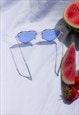 BABY BLUE RIMLESS COLOUR TINT HEART SUNGLASSES