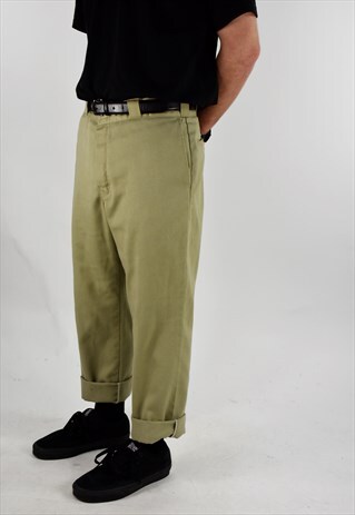 VINTAGE 90S DICKIES 874 ORIGINAL FIT BEIGE TROUSERS STRAIGHT