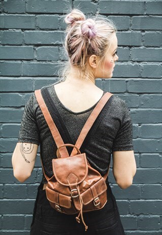 MINI RUCKSACK 80'S FESTIVAL STYLE (TOFFEE BROWN)