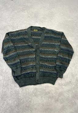 Vintage Knitted Cardigan Abstract Patterned Alpaca Knit