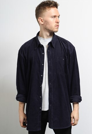 VINTAGE CORDUROY CORD SHIRT BLUE