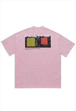 Microchip print t-shirt mechanic tee utility top in pink