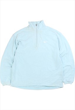 Vintage  Nike Sweatshirt Quarter Zip Swoosh Blue Large