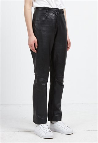 VINTAGE BLACK LEATHER TROUSERS BOTTOMS