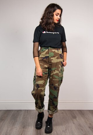 VINTAGE 90'S GRUNGE STYLE ARMY CAMO TROUSERS