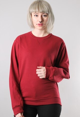 VINTAGE BASICS 80'S OVERSIZE BAGGY SWEATSHIRT JUMPER RED