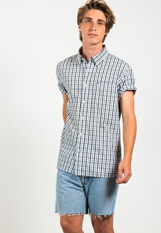 VINTAGE 80S TOMMY HILFIGER SHORT SLEEVE SHIRT / S3073