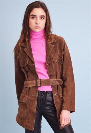 90'S RETRO GENUINE SUEDE BROWN MOM'S JACKET