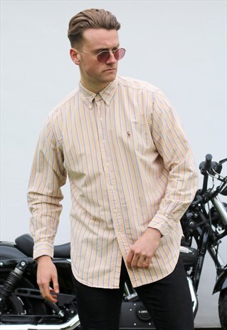 RALPH LAUREN USA SPECKLED AWNING SHADOW STRIPED SHIRT