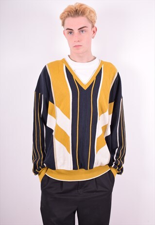 GABICCI MENS VINTAGE JUMPER SWEATER MEDIUM MULTI 90'S