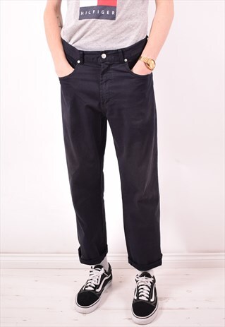 TRUSSARDI MENS VINTAGE TROUSERS W34 L28 NAVY BLUE 90S