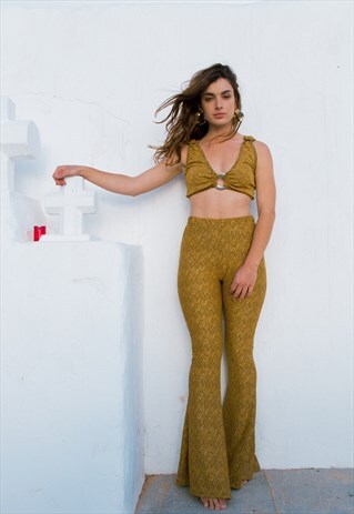 LU LYCRA CROP- GOLDEN YELLOW