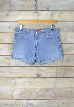 Vintage Levis 518 Blue Distressed Denim Shorts W32 BR1687