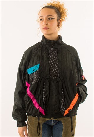 VINTAGE 90S BLACK CRAZY PRINT JACKET