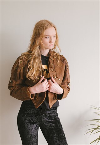 VINTAGE TAN LEATHER BOLERO JACKET