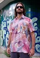Vintage 90s Abstract Pattern Short Sleeve Shirt in Pastel