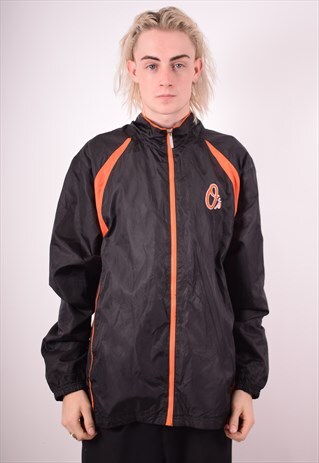 REEBOK MENS VINTAGE TRACKSUIT TOP JACKET XL BLACK 90S